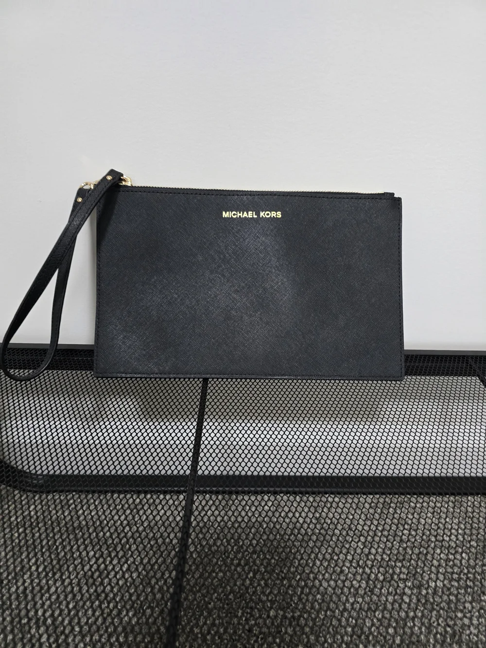 Michael Kors Black Saffiano Leather Wristlet Clutch